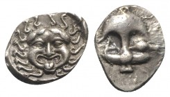 Thrace, Apollonia Pontika, c. mid-late 4th century BC. AR Drachm (16mm, 2.96g, 5h). Upright anchor; A to l., crayfish to r. R/ Facing gorgoneion withi...