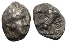 Attica, Athens, c. 454-404 BC. AR Tetradrachm (25mm, 16.21g, 7h). Possible eastern imitation. Helmeted head of Athena r. R/ Owl standing r., head faci...
