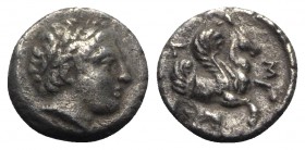 Mysia, Lampsakos, c. 4th century BC. AR Diobol (10mm, 1.03g, 10h). Laureate head of Apollo r. R/ Forepart of Pegasos r.; below, uncertain symbol. Cf. ...