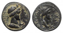 Mysia, Pergamum. Pseudo-autonomous issue, time of Trajan/Hadrian. Æ (18mm, 3.68g, 12h). Bareheaded and draped bust of Senate r. R/ Draped bust of Roma...