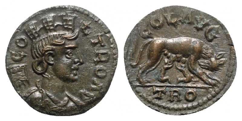 Troas, Alexandria, c. mid 3rd century AD. Æ (21mm, 5.21g, 8h). Turreted and drap...