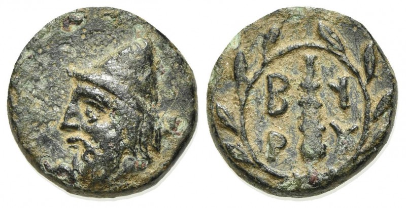 Troas, Birytis, c. 350-300 BC. Æ (11mm, 1.35g, 6h). Head of Kabeiros l., wearing...