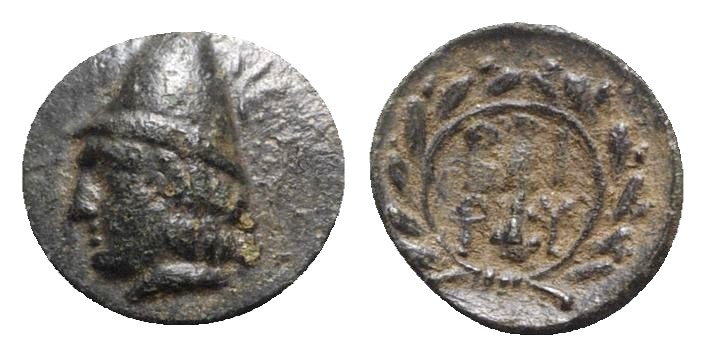 Troas, Birytis, 4th-3rd centuries BC. Æ (12mm, 1.14g, 5h). Head of Kabeiros l., ...