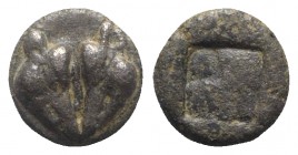 Lesbos, Unattributed early mint, c. 500-450 BC. BI Obol (8mm, 1.08g). Confronted boars’ heads. R/ Four-part incuse square. Cf. HGC 6, 1071. VF