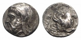 Ionia, Achaemenid Satraps. Spithridates (335-334 BC). AR Tetrobol (13mm, 2.79g, 11h). Head of satrap l., wearing Persian headdress. R/ Forepart of Peg...