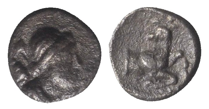 Ionia, Ephesos, c. 250-200 BC. AR Obol (8mm, 0.41g, 11h). Draped bust of Artemis...