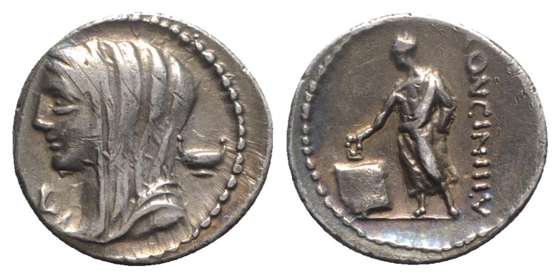 L. Cassius Longinus, Rome, 60 BC. AR Denarius (20mm, 3.85g, 6h). Veiled and drap...