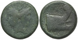 Sextus Pompey, Sicilian mint, 43-36 BC. Æ As (29mm, 21.55g, 12h). Laureate head of Janus with features of Pompey the Great. R/ Prow of galley r. Crawf...