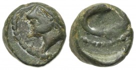 Roman Æ Tessera, c. 1st century BC - 1st century AD (11mm, 2.81g). Male head l.; V to lower l. R/ Uncertain. Near VF