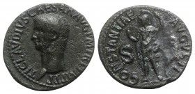 Claudius (41-54). Æ As (30mm, 10.64g, 6h). Rome, 42-3. Bare head l. R/ Constantia standing l., holding sceptre and raising hand to head. RIC I 111. Da...