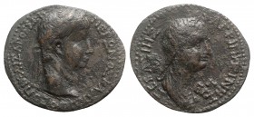 Nero, with Agrippina Junior (54-68). Seleucis and Pieria, Antioch. Fourrèe Tetradrachm (30mm, 11.42g, 12h), regnal year 3 and year 105 of Caesarean er...
