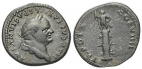 Vespasian (69-79). AR Denarius (18.5mm, 3.09g, 6h). Rome, AD 79. Laureate head r. R/ Statue of radiate male figure, holding spear and parazonium, stan...