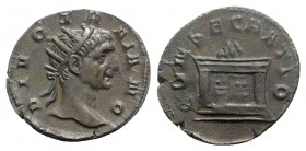Divus Trajan (died AD 117). Antoninianus (22mm, 4.29g, 7h). Rome. Commemorative issue struck under Trajan Decius, 250-1. Radiate head of Trajan r. R/ ...