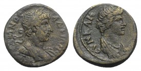 Hadrian (117-138). Lydia, Stratonicaea. Æ (16mm, 2.74g, 12h). Laureate and cuirassed bust of Hadrian r. R/ Draped bust of Senate r. RPC III 1776; GRPC...