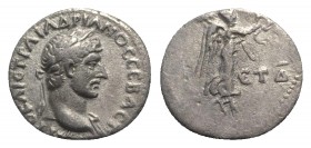Hadrian (117-138). Cappadocia, Caesaraea-Eusebia. AR Hemidrachm (14mm, 1.55g, 12h), year 4 (119/120). Laureate bust r., with slight drapery. R/ Nike a...