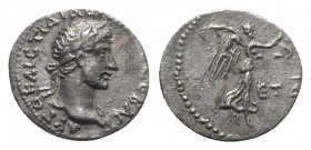 Hadrian (117-138). Cappadocia, Caesaraea-Eusebia. AR Hemidrachm (14mm, 1.67g, 12h), year 4 (119/120). Laureate bust r., with slight drapery. R/ Nike a...
