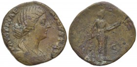 Faustina Junior (Augusta, 147-175). Æ Sestertius (29mm, 20.66g, 6h). Rome, 161-176. Draped bust r. R/ Diana standing r., holding torch with both hands...