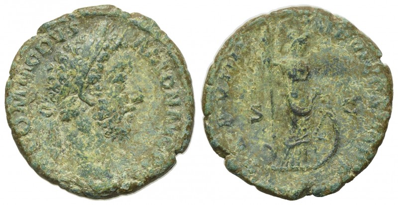 Commodus (177-192). Æ As (25mm, 9.57g, 6h). Rome, AD 184. Laureate head r. R/ Mi...