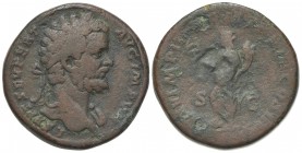 Septimius Severus (193-211). Æ Sesterius (31mm, 26.93g, 12h). Rome, AD 195. Laureate bust r., slight drapery on l. shoulder. R/ Felicitas standing l.,...