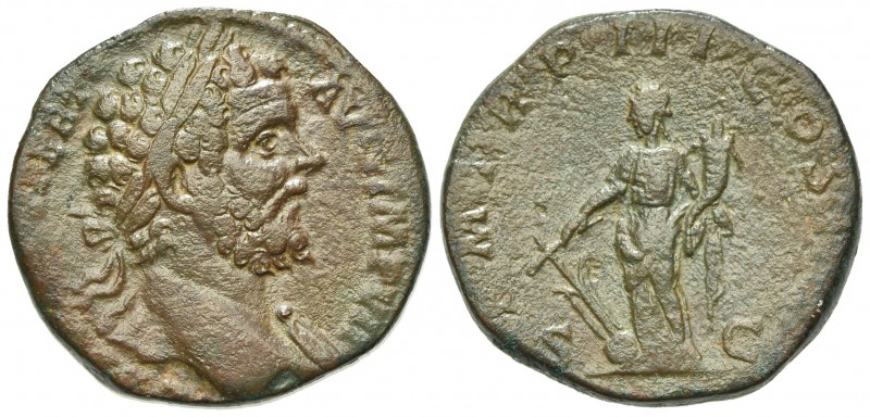Septimius Severus (193-211). Æ Sestertius (29mm, 20.46g, 12h). Rome, 195-6. Laur...