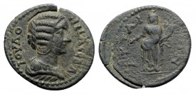 Julia Domna (Augusta, 193-217). Mysia, Attaea. Æ (23mm, 5.18g, 6h). Draped bust r. R/ Homonoia standing l., holding patera and cornucopia. SNG Copenha...
