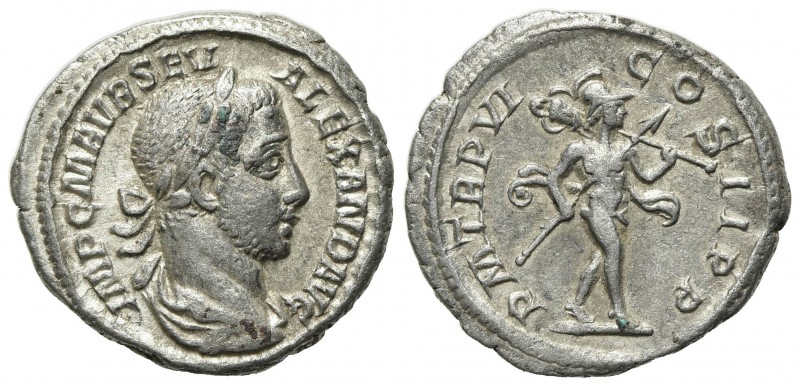 Severus Alexander (222-235). AR Denarius (20mm, 3.20g, 12h). Rome, AD 227. Laure...