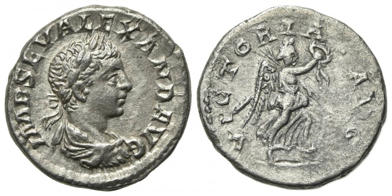 Severus Alexander (222-235). AR Denarius (18mm, 3.14g, 6h). Antioch, AD 222. Lau...