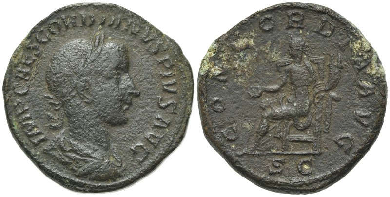 Gordian III (238-244). Æ Sestertius (30.5mm, 24.81g, 12h). Rome, AD 239. Laureat...