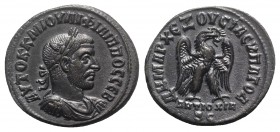 Philip I (244-249). Seleucis and Pieria, Antioch. BI Tetradrachm (27mm, 13.09g, 6h), AD 247. Laureate, draped and cuirassed bust r. R/ Eagle standing ...