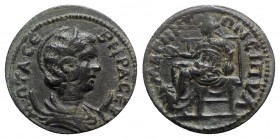 Otacilia Severa (Augusta, 244-249). Ionia, Magnesia ad Maeandrum. Æ (25mm, 7.01g, 6h). Diademed and draped bust r., set on crescent. R/ Cybele seated ...