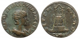 Otacilia Severa (Augusta, 244-249). Commagene, Zeugma. Æ (28mm, 16.73g, 6h). Draped bust r., wearing stephane, set on crescent. R/ Tetrastyle temple o...