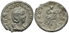 Herennia Etruscilla (Augusta, 249-251). AR Antoninianus (22mm, 3.74g, 6h). Rome, AD 250. Draped bust r., wearing stephane, set on crescent. R/ Pudicit...