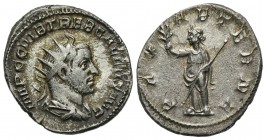 Trebonianus Gallus (251-253). AR Antoninianus (22mm, 3.78g, 12h). Rome, AD 252. Radiate, draped and cuirassed bust r. R/ Pax standing facing, head l.,...