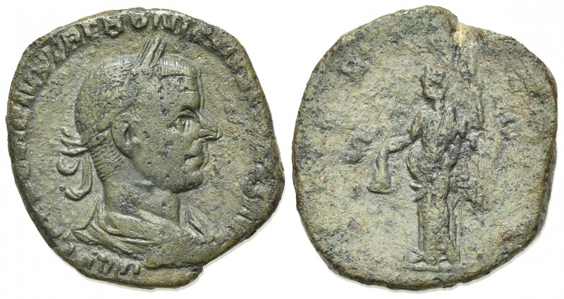 Trebonianus Gallus (251-253). Æ Sestertius (28mm, 15.27g, 6h). Rome, 251-2. Laur...