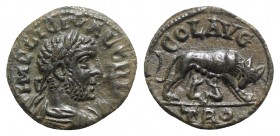 Valerian I (253-260). Troas, Alexandria. Æ (20mm, 4.84g, 6h). Laureate, draped and cuirassed bust r. R/ She-wolf standing r., suckling the twins Romul...