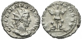 Gallienus (253-268). AR Antoninianus (21mm, 3.02g, 6h). Colonia Agrippinensis, 257-8. Radiate and cuirassed bust r. R/ Trophy; bound captive to l. and...