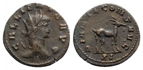 Gallienus (253-268). Antoninianus (21mm, 3.17g, 12h). Rome, 267-8. Radiate head r. R/ Stag walking r.; XI. RIC V 179; RSC 157. VF