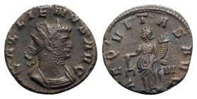 Gallienus (253-268). Antoninianus (19.5mm, 3.04g, 6h). Siscia, AD 262. Radiate head r. R/ Aequitas standing l., holding scales and cornucopia; VI to r...