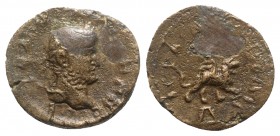 Gallienus (253-268). Cilicia(?), Hierapolis. Æ (23mm, 10.28g, 11h). […]HNOC, Laureate head r. R/ IЄPAΠΟΛIT, Griffin standing r.; Δ below. SNG BnF -; S...