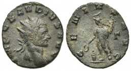 Claudius II (268-270). Radiate (20mm, 3.06g, 12h). Rome, 268-9. Radiate bust r., slight drapery. R/ Genius standing l., holding patera over altar, cra...