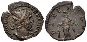 Victorinus (269-271). Radiate (20mm, 2.02g, 12h). Colonia Agrippinensis, AD 270. Radiate, draped and cuirassed bust r. R/ Pietas standing l., holding ...