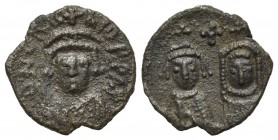 Heraclius (610-641). AR Half Siliqua (11mm, 0.66g, 12h). Carthage, 617-641. Crowned and cuirassed bust of Heraclius facing. R/ Crowned and draped bust...