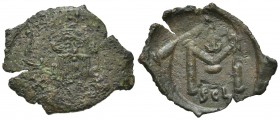 Constans II (641-668). Æ 40 Nummi (28mm, 3.11g, 6h). Syracuse, 650-651. Crowned and draped facing bust, holding globus cruciger. R/ Large M; monogram ...