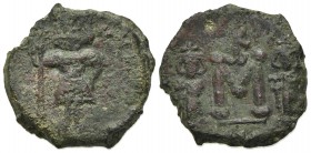 Constantine IV (668-685). Æ 40 Nummi (21mm, 6.72g, 6h). Syracuse, 672-7. Constantine, helmeted and cuirassed, standing facing, holding spear. R/ Large...