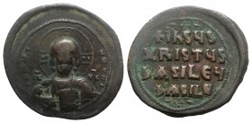 Anonymous, time of Basil II and Constantine VIII (c. 976-1025). Æ 40 Nummi (36mm, 18.81g, 6h). Facing bust of Christ Pantocrator. R/ Legend in four li...