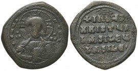 Anonymous, time of Basil II and Constantine VIII, c. 1020-1028. Æ 40 Nummi (31mm, 12.50g, 6h). Uncertain (Thessalonica?) mint. Facing bust of Christ P...