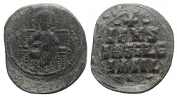 Anonymous, time of Constantine IX (1042-1055). Æ 40 Nummi (31mm, 8.68g, 6h). Constantinople. Christ Pantokrator enthroned facing. R/ Legend in four li...