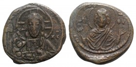 Anonymous, time of Romanus IV (1068-1071). Æ 40 Nummi (27mm, 12.44g, 6h). Constantinople. Facing bust of Christ Pantokrator. R/ Facing bust of the The...