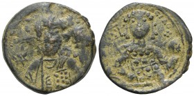 Michael VII Ducas (1071-1078). Æ 40 Nummi (26mm, 7.99g, 6h). Constantinople. Bust of Christ Pantokrator facing; star to l. and r. R/ Crowned bust of M...