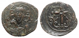 Anonymous, time of Michael VII (c. 1071-1078). Æ 40 Nummi (25.5mm, 4.94g, 6h). Constantinople. Facing bust of Christ, holding Gospels. R/ Patriarchal ...
